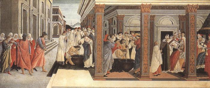 Baptism,renunciation of marriage,appointment as bishop (mk36), Sandro Botticelli